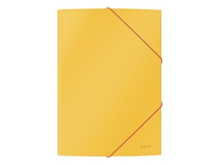 Folder with 3 flaps and rubbers Leitz Cozy, A4, cardboard, yellow