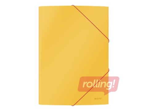 Mape ar 3 atlokiem un gumijām Leitz Cosy, A4, kartona, dzeltena