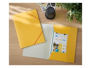 Mape ar 3 atlokiem un gumijām Leitz Cosy, A4, kartona, dzeltena