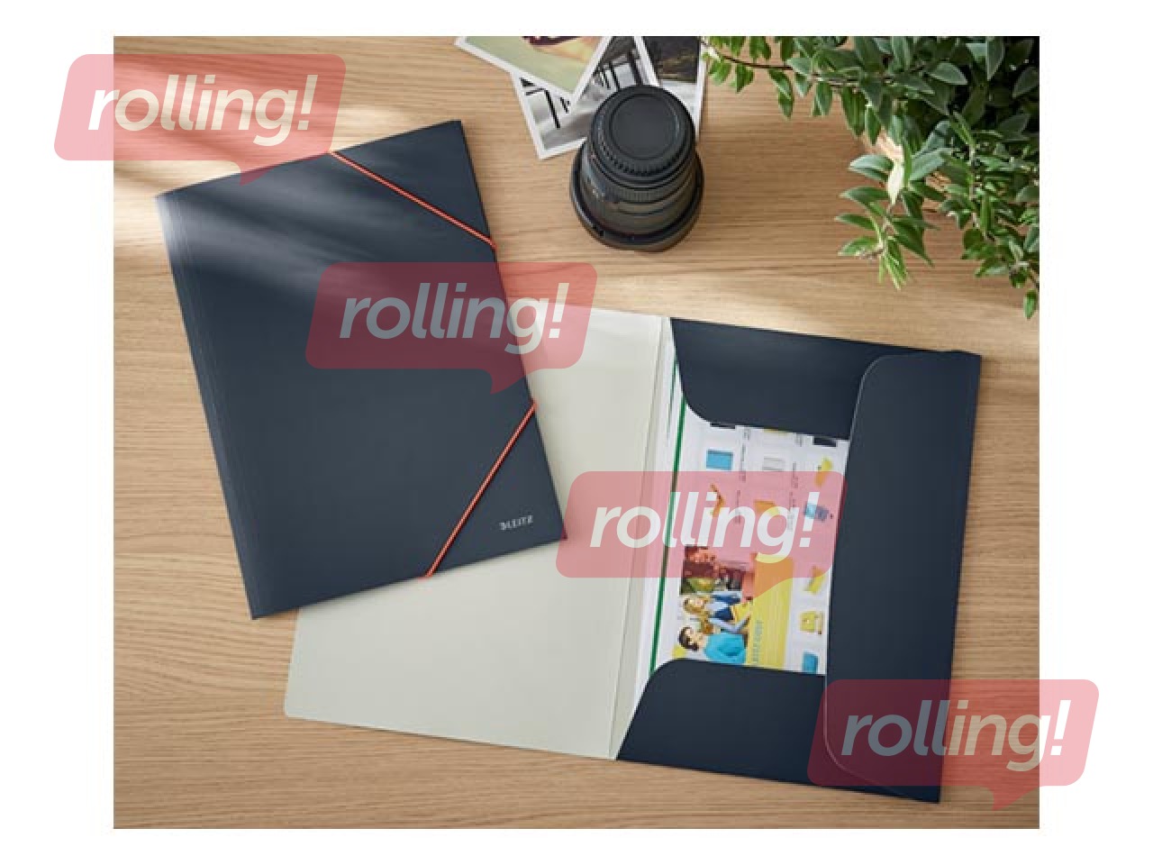 Folder with 3 flaps and rubbers Leitz Cozy, A4, cardboard, grey