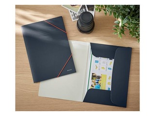 Mape ar 3 atlokiem un gumijām Leitz Cosy, A4, kartona, pelēka