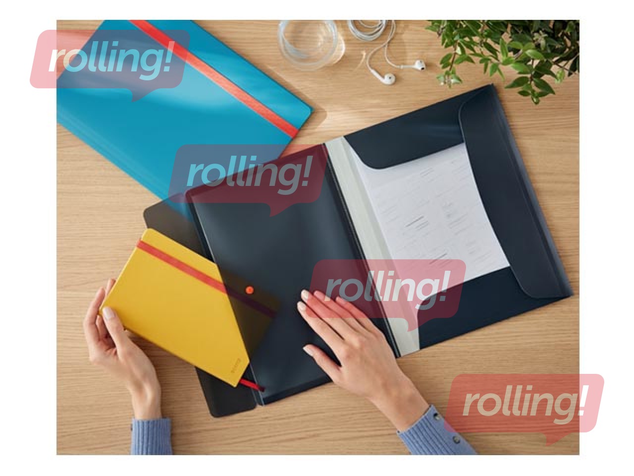 Folder with 3 flaps and rubbers Leitz Cozy, A4, PP, grey