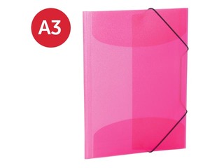 Folder with 3 flaps and rubbers Herma, A3, PP, pink
