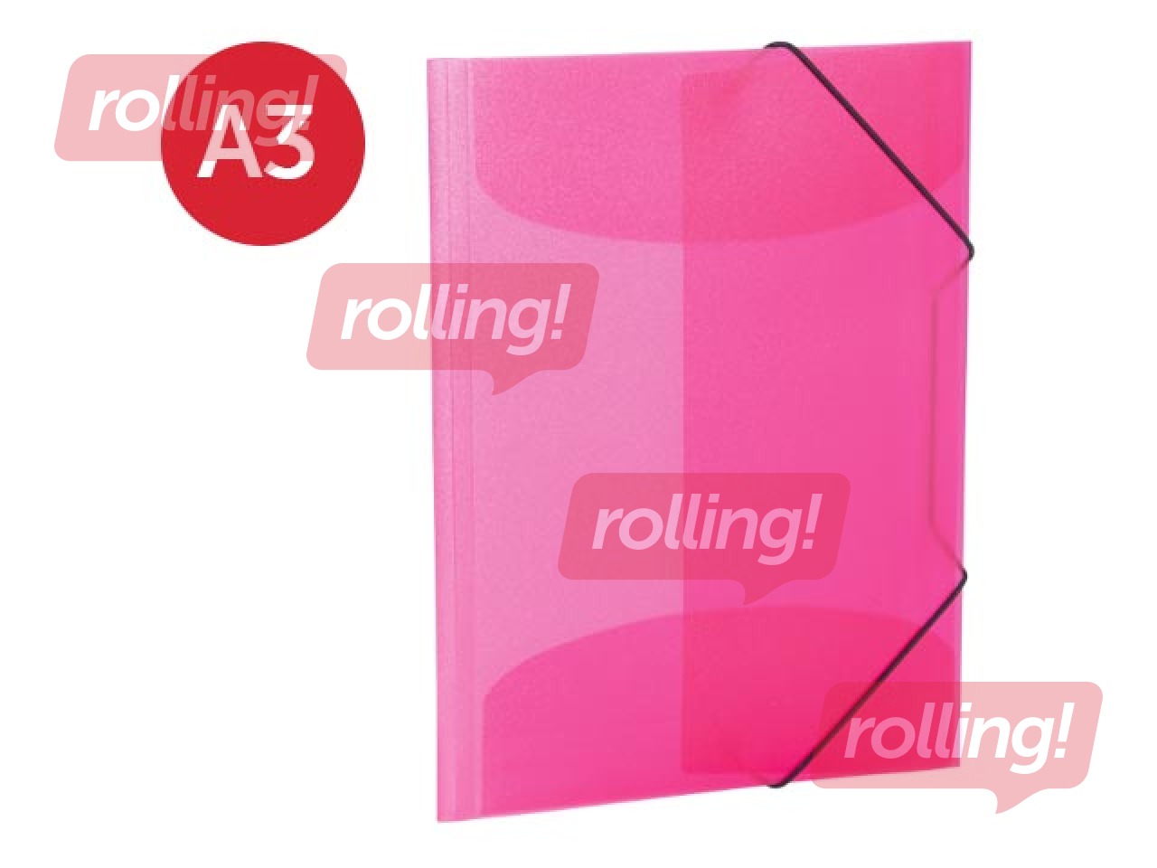 Mape ar 3 atlokiem un gumijām Herma, A3, PP, rozā