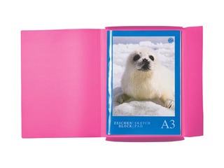 Mape ar 3 atlokiem un gumijām Herma, A3, PP, rozā