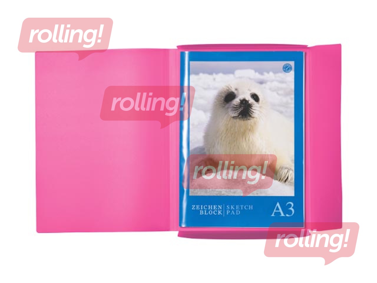 Mape ar 3 atlokiem un gumijām Herma, A3, PP, rozā