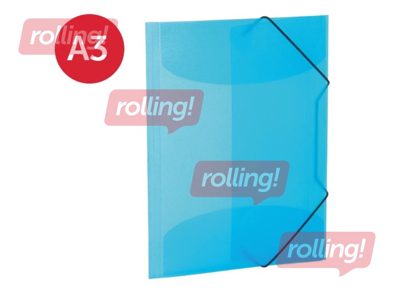 Mape ar 3 atlokiem un gumijām Herma, A3, PP, gaiši zila