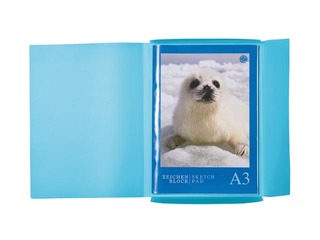 Mape ar 3 atlokiem un gumijām Herma, A3, PP, gaiši zila