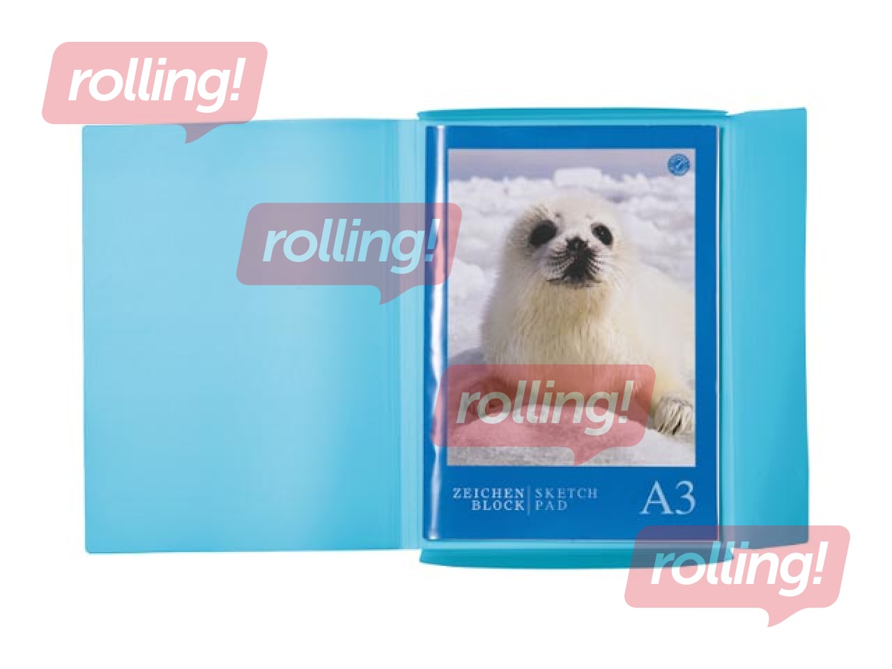 Mape ar 3 atlokiem un gumijām Herma, A3, PP, gaiši zila