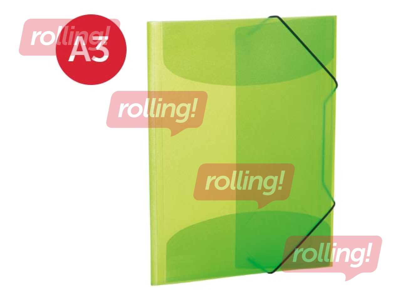 Mape ar 3 atlokiem un gumijām Herma, A3, PP, gaiši zaļa