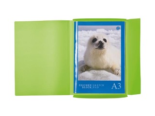 Mape ar 3 atlokiem un gumijām Herma, A3, PP, gaiši zaļa