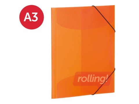 Folder with 3 flaps and rubbers Herma, A3, PP, orange
