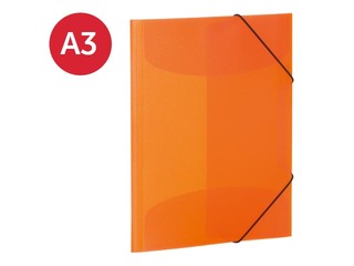 Folder with 3 flaps and rubbers Herma, A3, PP, orange