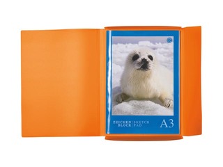 Folder with 3 flaps and rubbers Herma, A3, PP, orange
