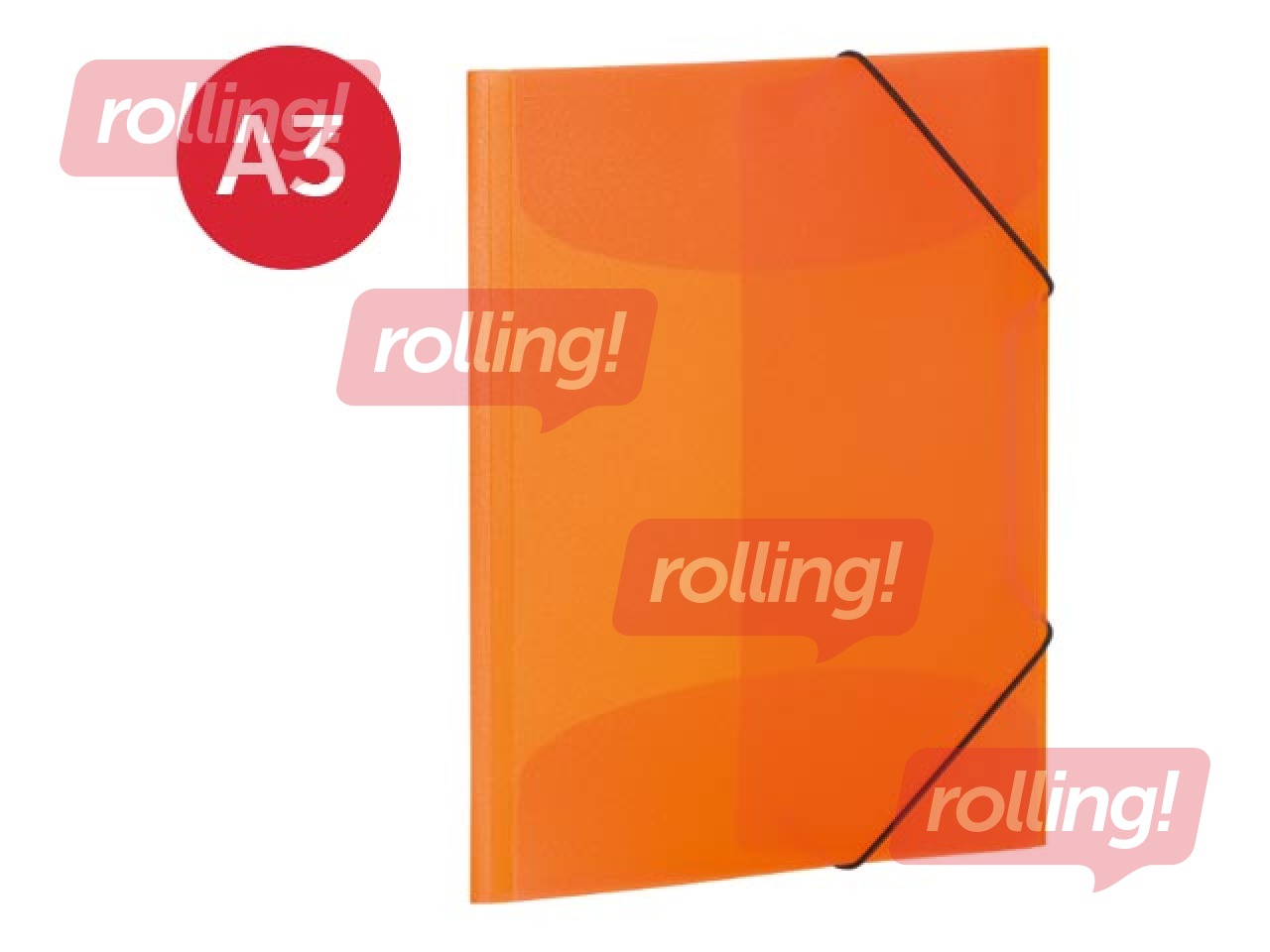 Mape ar 3 atlokiem un gumijām Herma, A3, PP, oranža