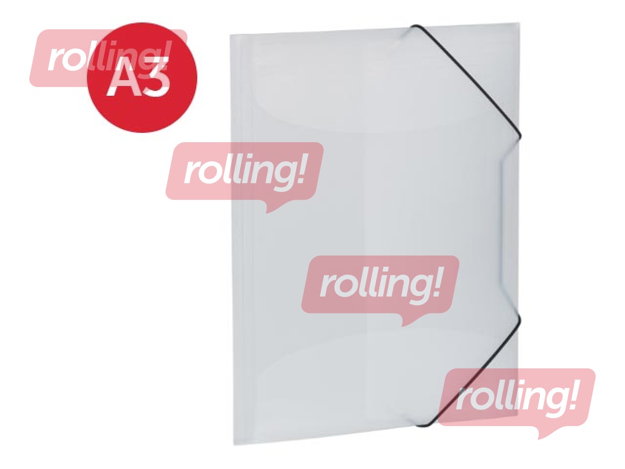 Mape ar 3 atlokiem un gumijām Herma, A3, PP, balta