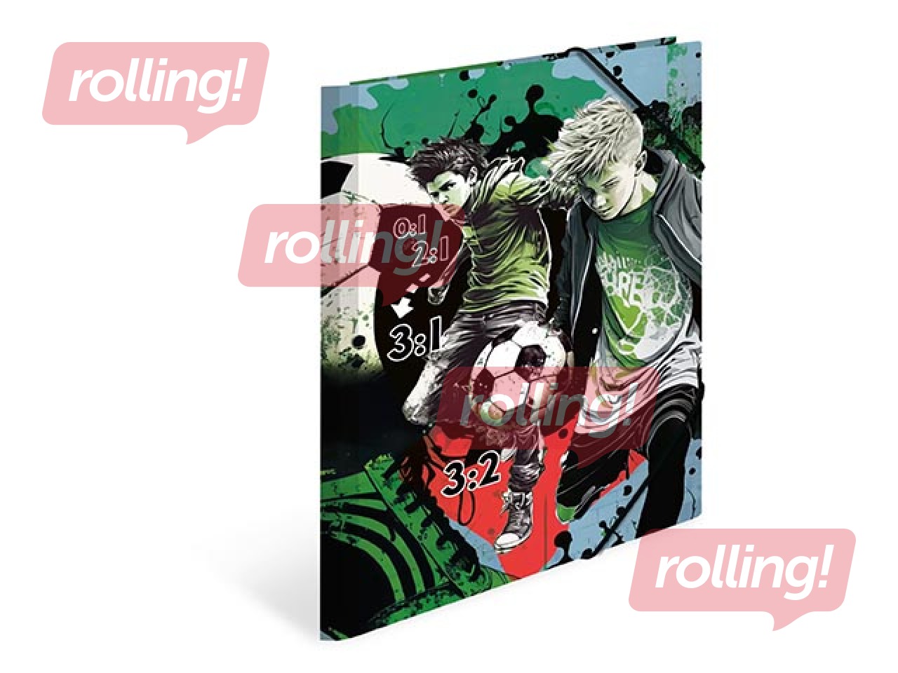 Папка с 3-мя клапанами и резинками Herma, A4, Street Soccer, картонная