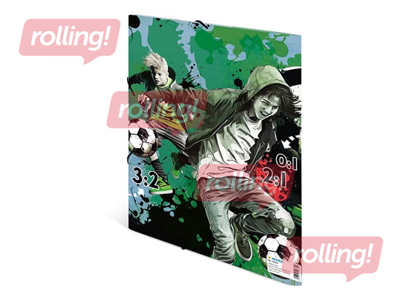 Папка с 3-мя клапанами и резинками Herma, A4, Street Soccer, картонная