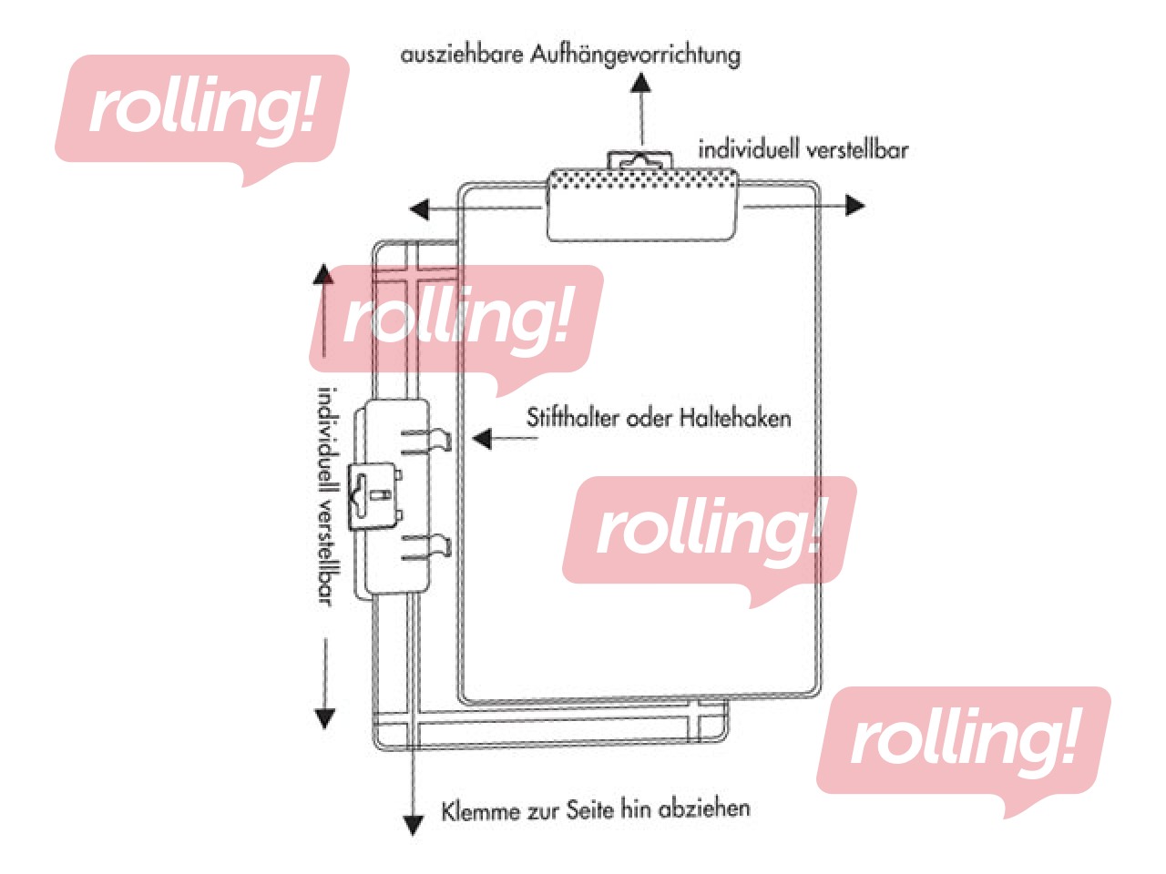 Clip Board with Relocatable Clamp, A4, black