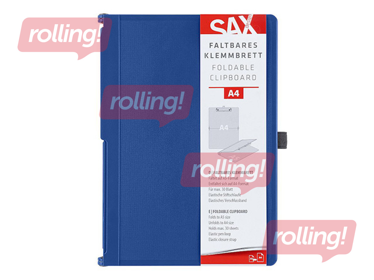 Clipboard folder with cover SAX, blue, A4