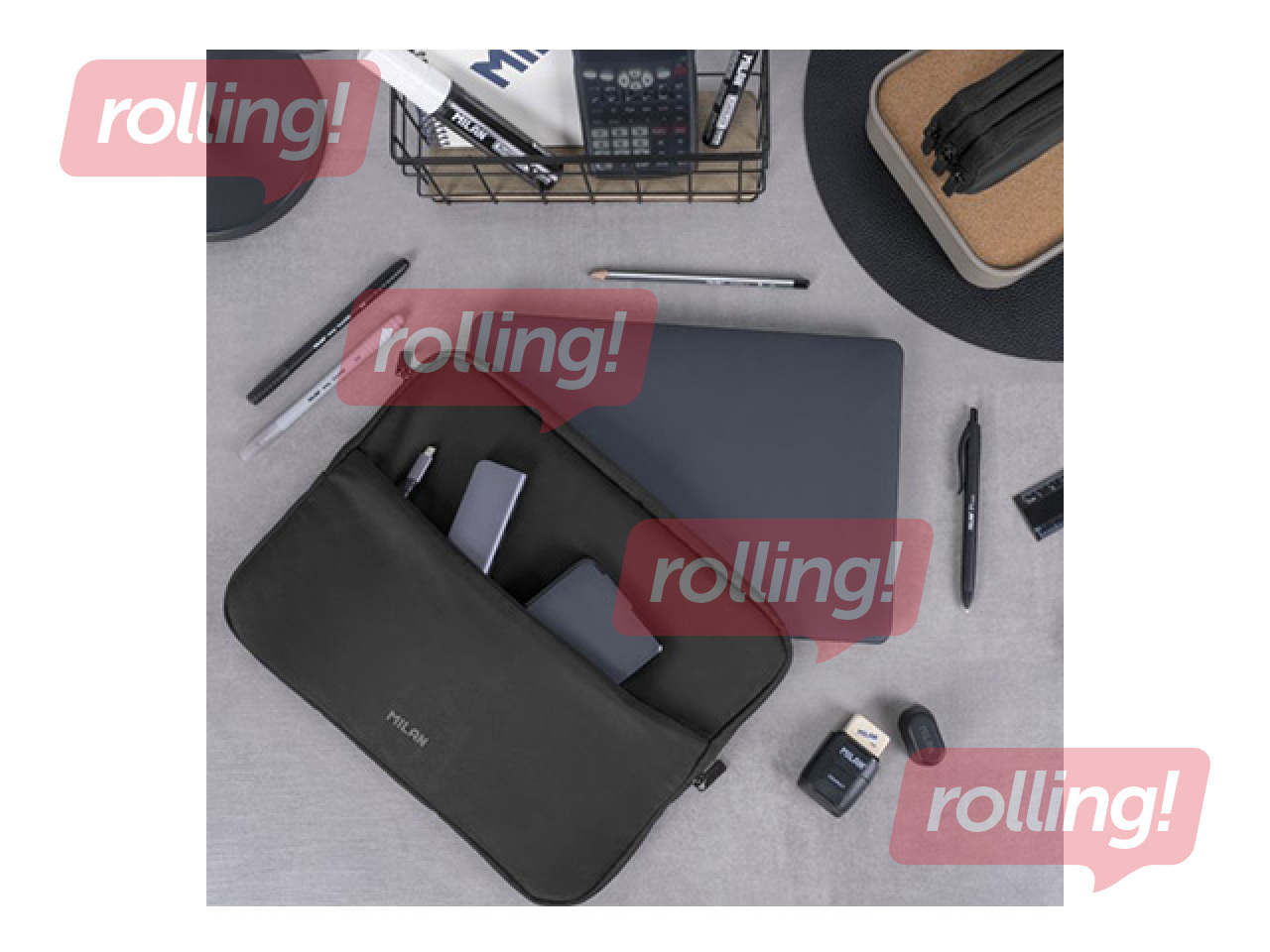 Portatīvo datoru soma Milan, Shadow series, ar rāvējslēdzēju, melna