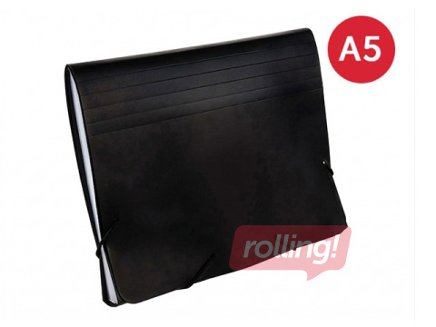 Mape - kartotēka Grand, 12 nodalījumi, melna, A5