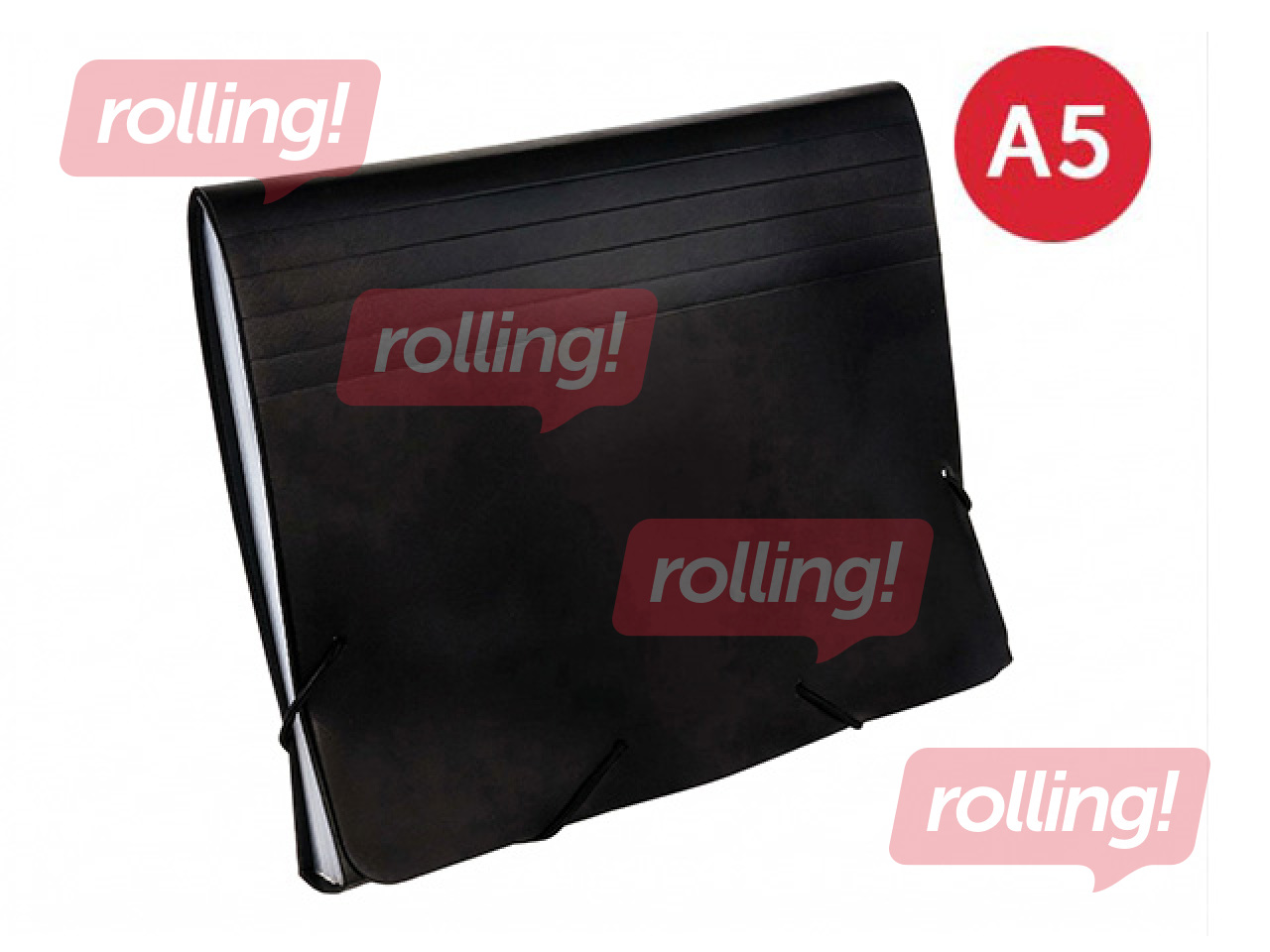 Mape - kartotēka Grand, 12 nodalījumi, melna, A5