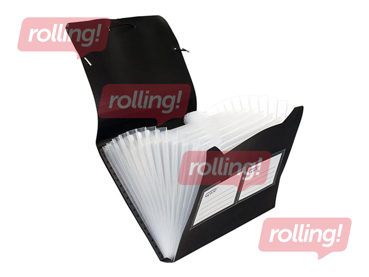 Mape - kartotēka Grand, 12 nodalījumi, melna, A5