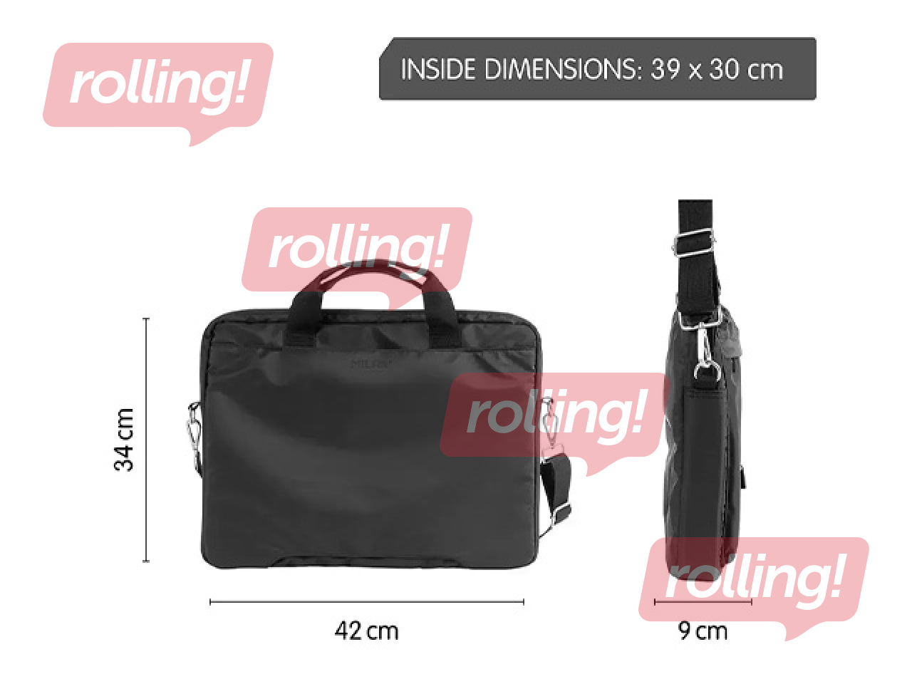 Laptop briefcase Milan, Shadow, black
