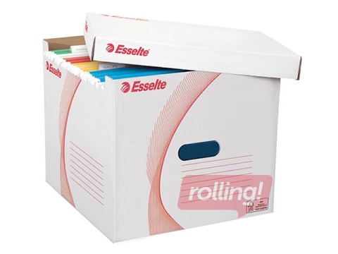 Arhīva kaste iekarināmām mapēm, Esselte, kartona, balta