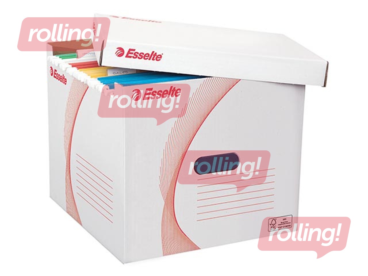 Arhīva kaste iekarināmām mapēm, Esselte, kartona, balta