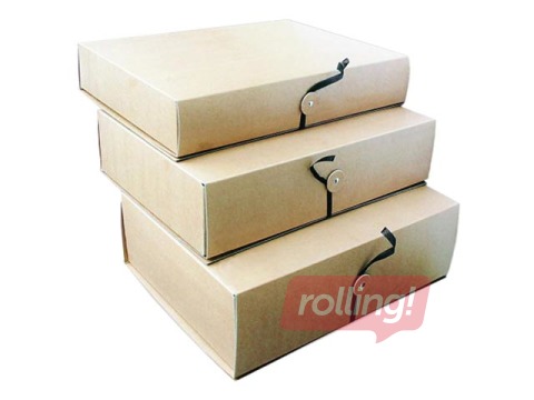 Archive box SM·LT with ties, 100 mm, brown