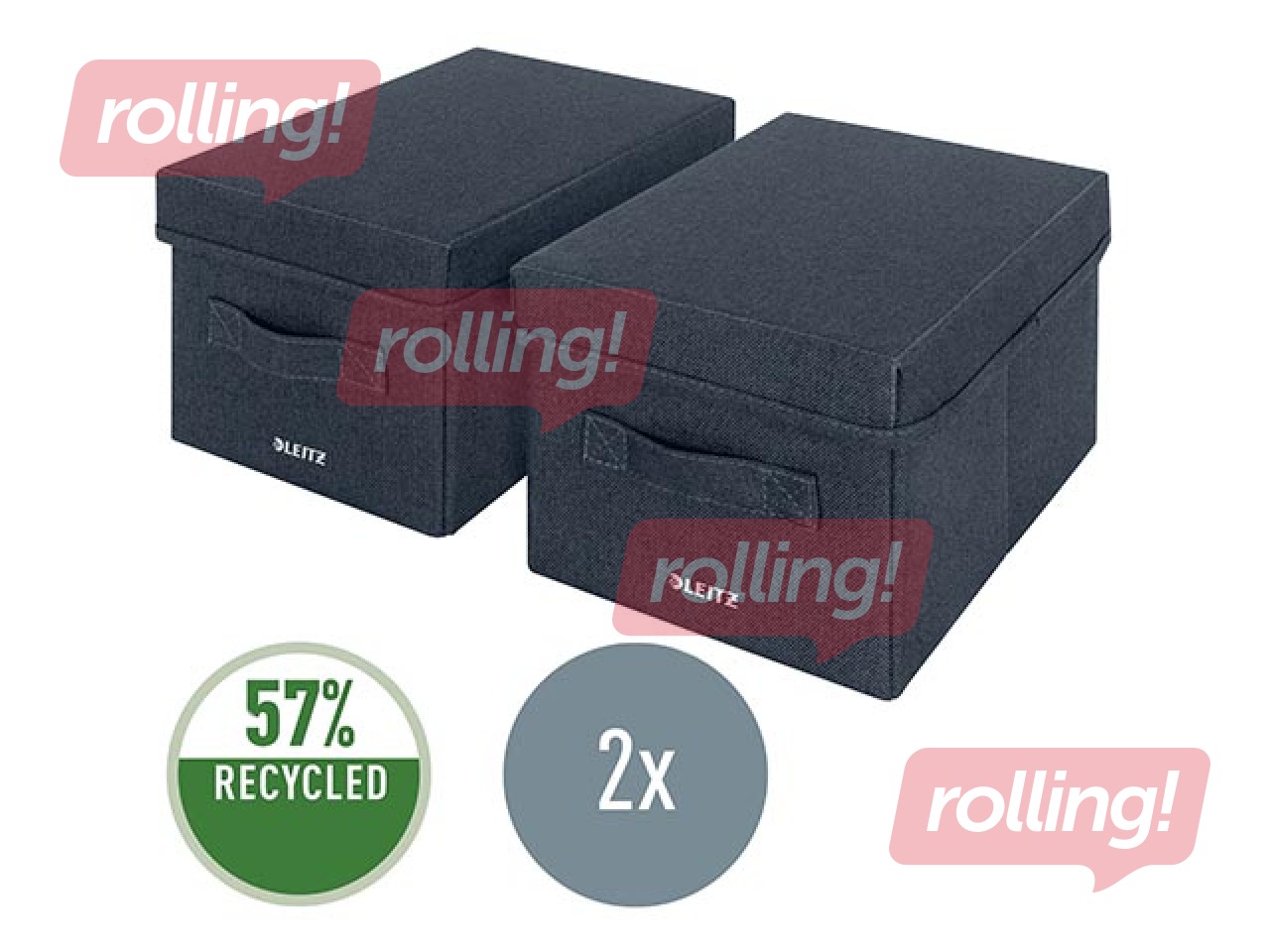 Uzglabāšanas kastes Leitz Fabric S, pelēkas, 2 gab.