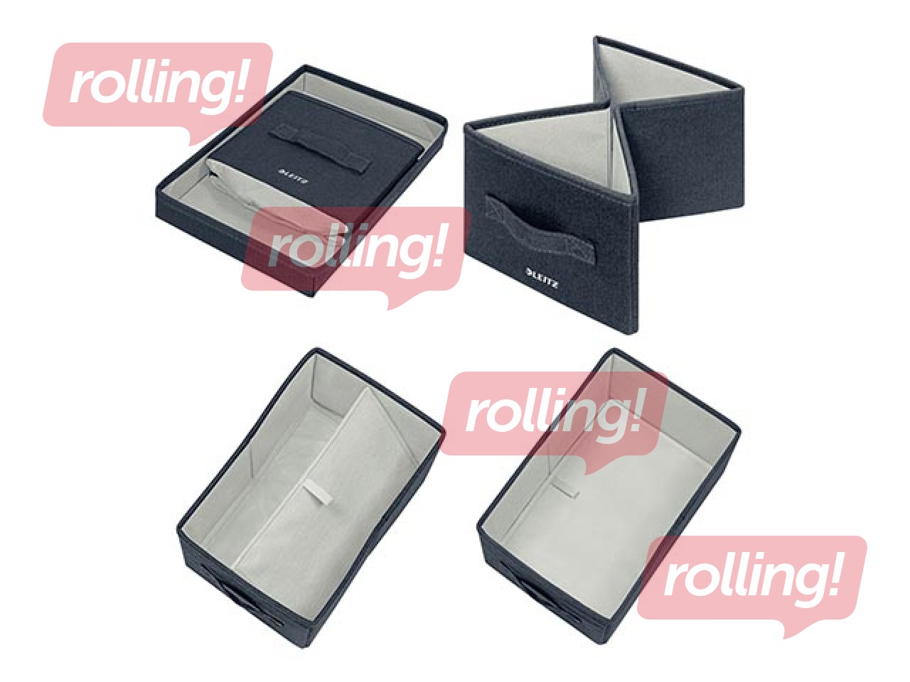 Uzglabāšanas kastes Leitz Fabric S, pelēkas, 2 gab.