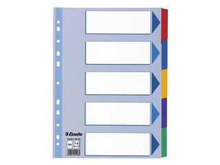 Document divider Esselte, PP, A4+, 5 divisions, coloured