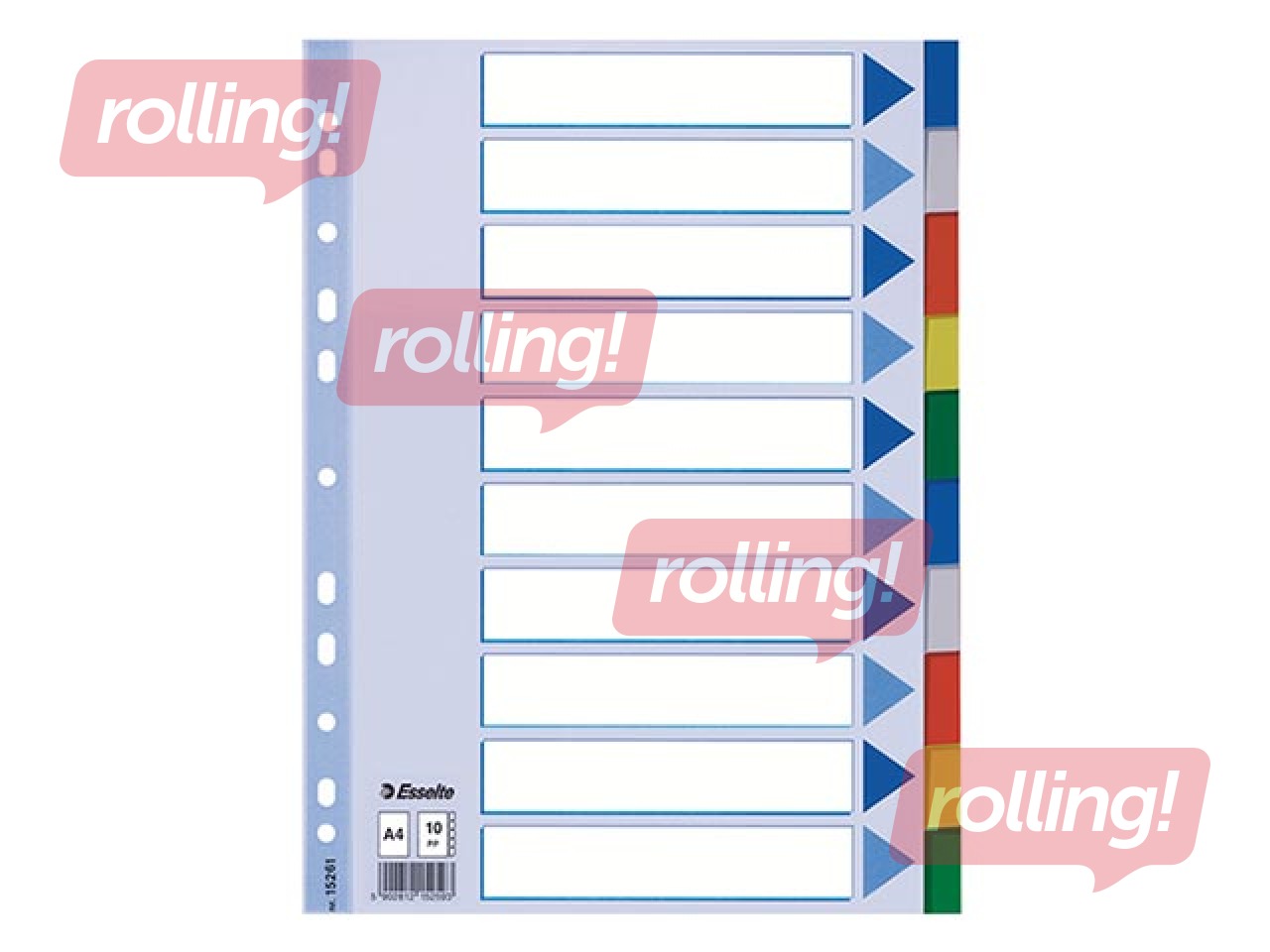 Document divider Esselte, PP, A4+, 10 sections, coloured