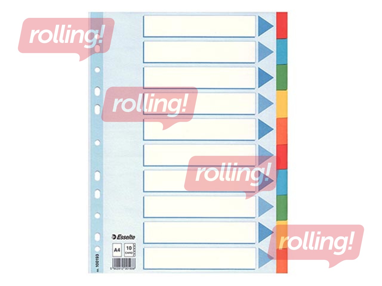 Dokumentu sadalītājs Esselte, PP, A4, 10 sadaļas, krāsains