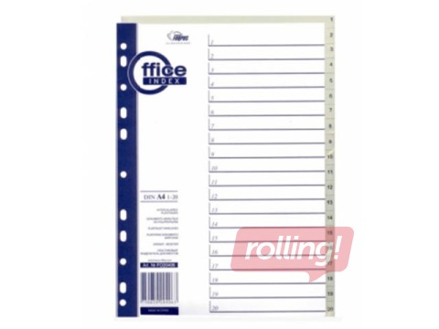 Dokumentu sadalītājs Forpus, 1-20, A4, PP, pelēks