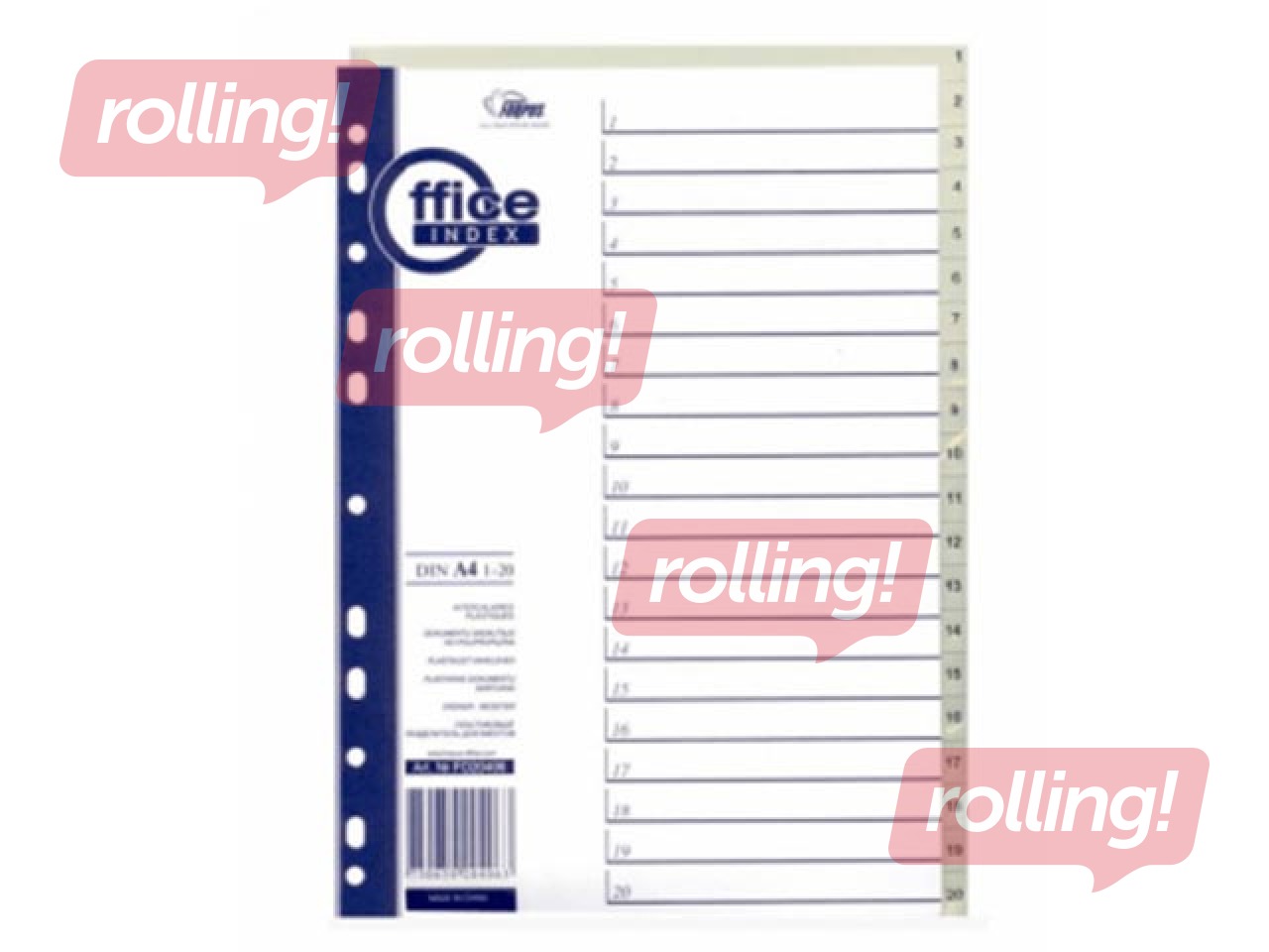 Dokumentu sadalītājs Forpus, 1-20, A4, PP, pelēks