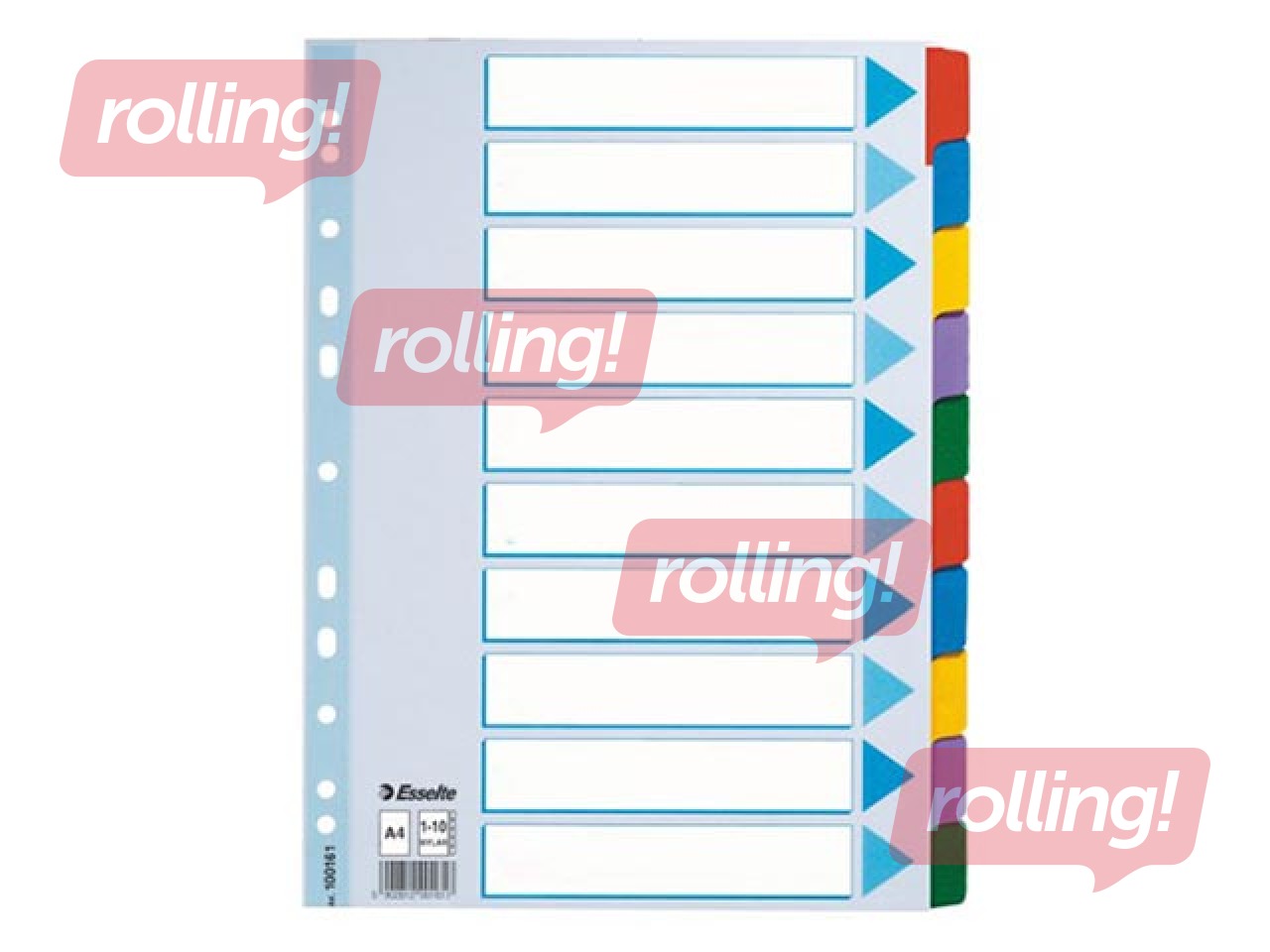 Dokumentu sadalītājs Esselte, kartona, A4, 10 sadaļas bez cipariem, krāsains