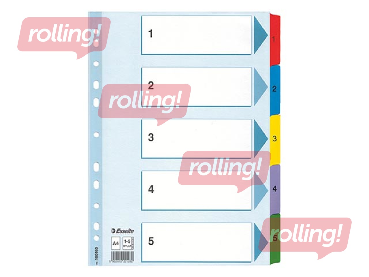 Vahelehed Esselte A4, tugev kartong, värvil. indeks 1-5