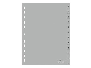 Document divider  Durable 1-12, A4, PP, grey