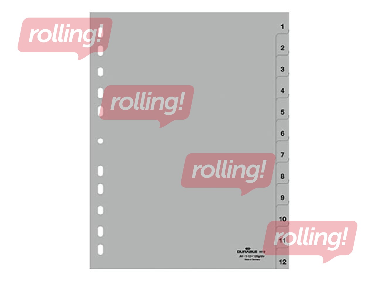 Dokumentu sadalītājs Durable 1-12, A4, PP, pelēks