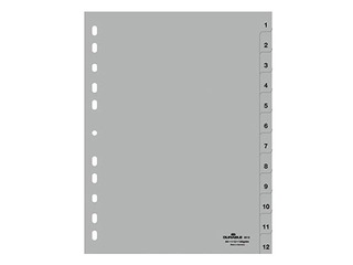 Разделитель документов Durable 1-12, A4, ПП, серый