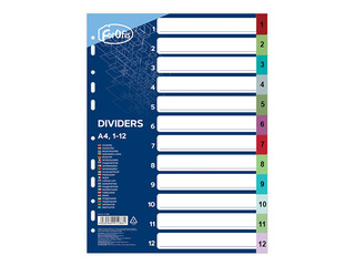 азделитель документов Forofis, A4, PP, 12 разделов, цветной с цифровыми индексами