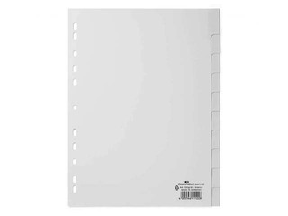 Dokumendi eraldaja  Durable A4, 10 vahetatava indeksiga, PP, hall