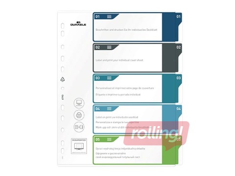 Document divider Durable1-5, A4+, PP, coloured