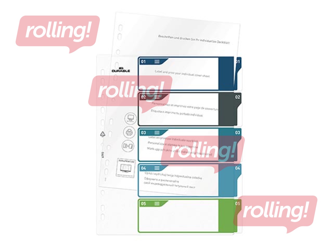Document divider Durable1-5, A4+, PP, coloured