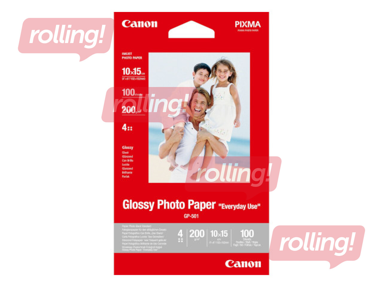 Foto papīrs Canon GP-501, glancēts, 10x15cm, 200g/m², 100 loksnes