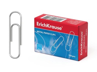 Скрепки канцелярские ErichKrause, оцинкованные, 28мм, 100 шт.